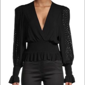 IRO smocked sequin sleeve blouse